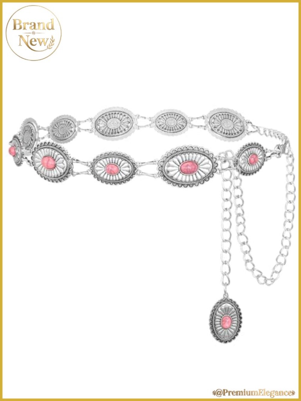 Western Metal Concho Waist Chain Belt for Jeans Dresses Gold